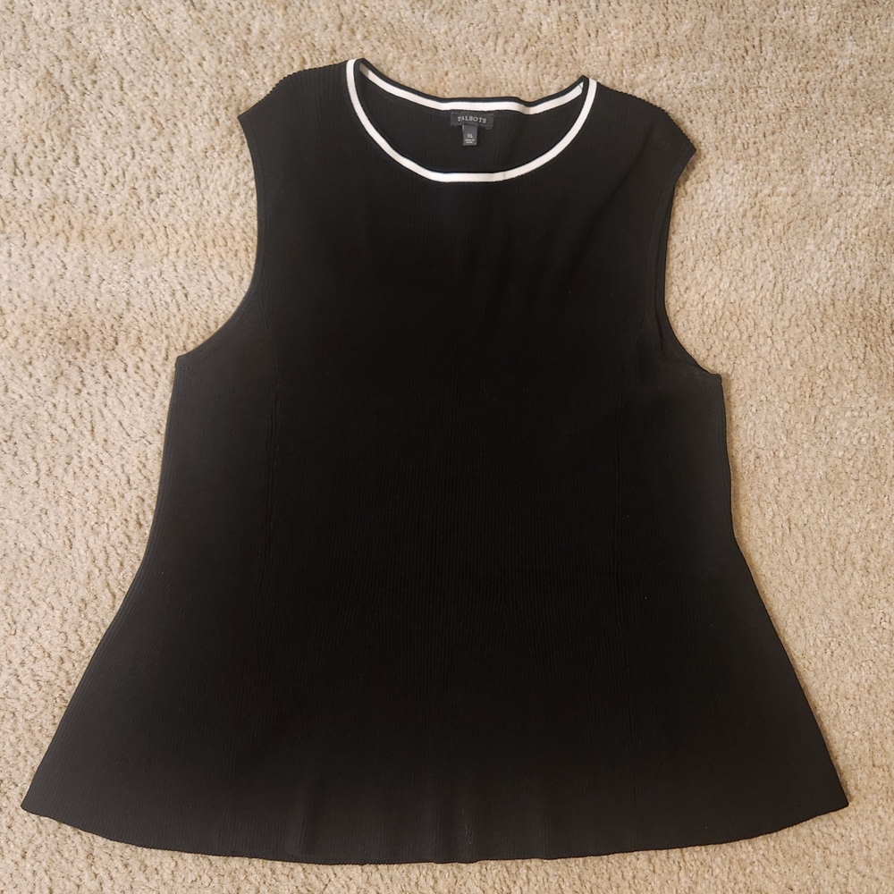 Talbots Black and White Fitted Blouse